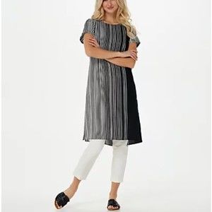 Truth+Style 2 pcs Set ~ Tunic Printed Chiffon Cami Top L Black White A393953